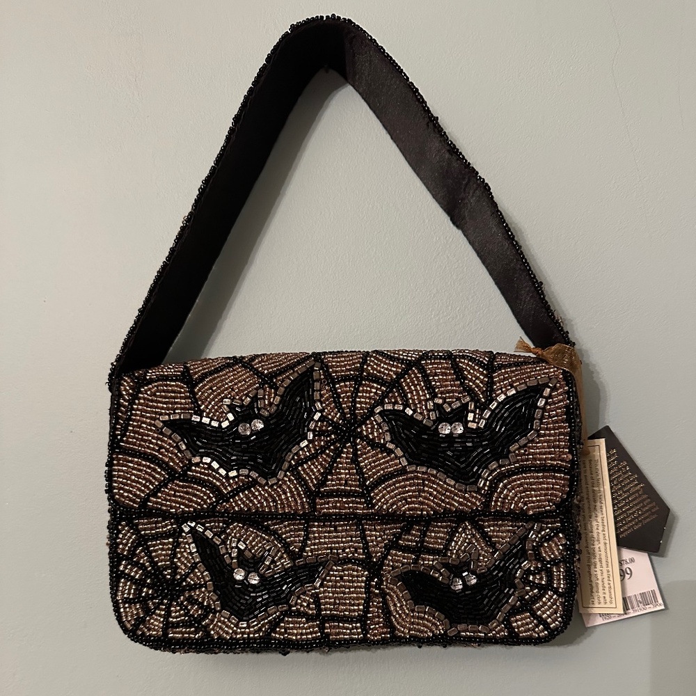 Viral bat beaded bag